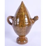 A 19TH CENTURY TURKISH MIDDLE EASTERN POTTERY FRUIT FORM EWER with drip glazed decoration. 23 cm hig