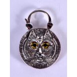 A SILVER CAT PADLOCK. 2.75 cm wide.