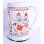 A VERY RARE 18TH CENTURY ENGLISH ENAMELLED MILK GLASS TANKARD possibly made for the Dutch market. 18