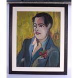 European School (1930) Oil painting, Man with rose. Image 57 cm x 45 cm.