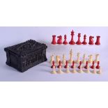 A LOVELY 19TH CENTURY WEIGHTED STAUNTON IVORY CHESS SET C1860 within original cartonpierre box, reta