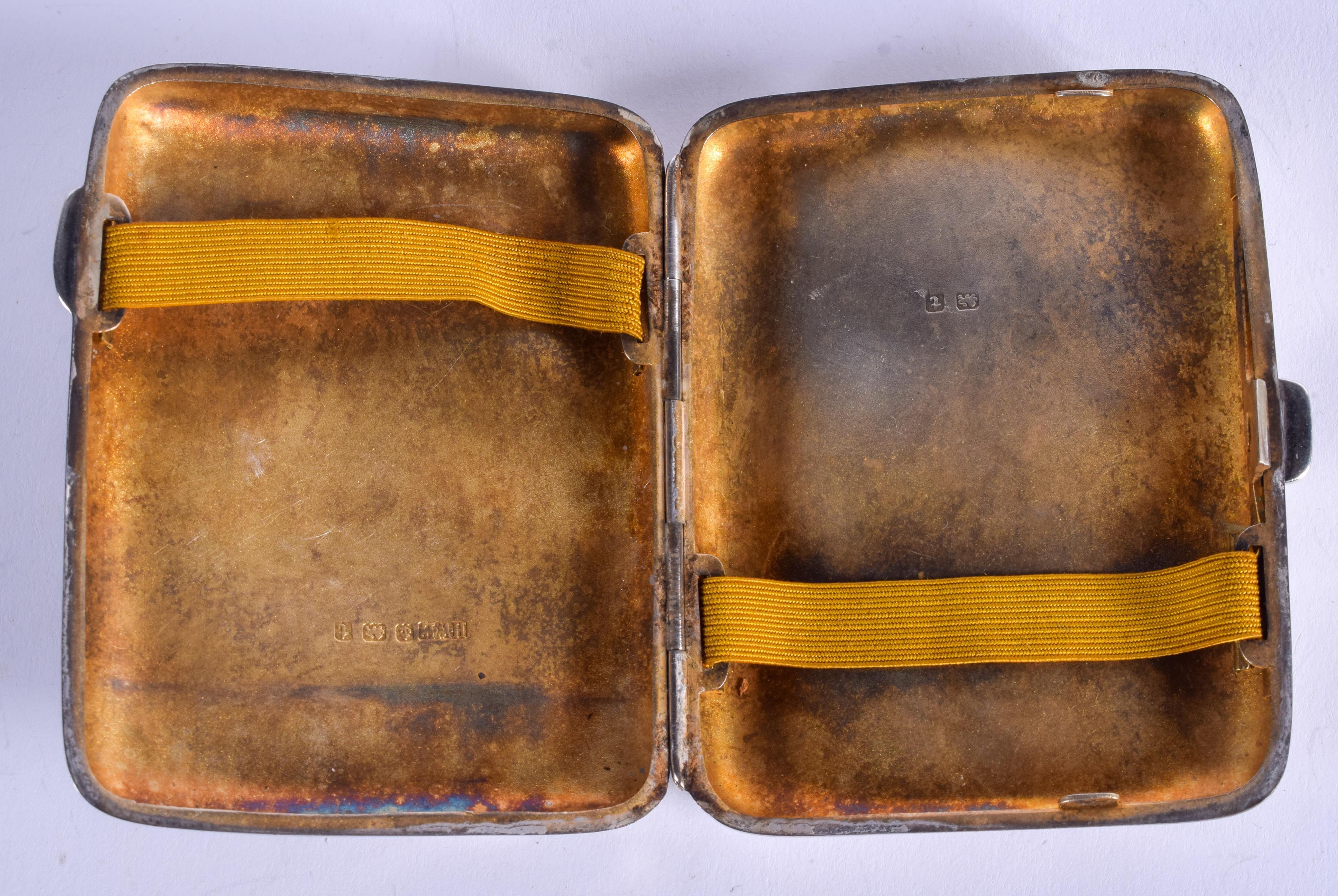 A SILVER AND ENAMEL CIGARETTE CASE. 122 grams. 8 cm x 10 cm. - Image 3 of 4