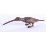 A JAPANESE BRONZE OKIMONO OF A BIRD. 14 cm long.