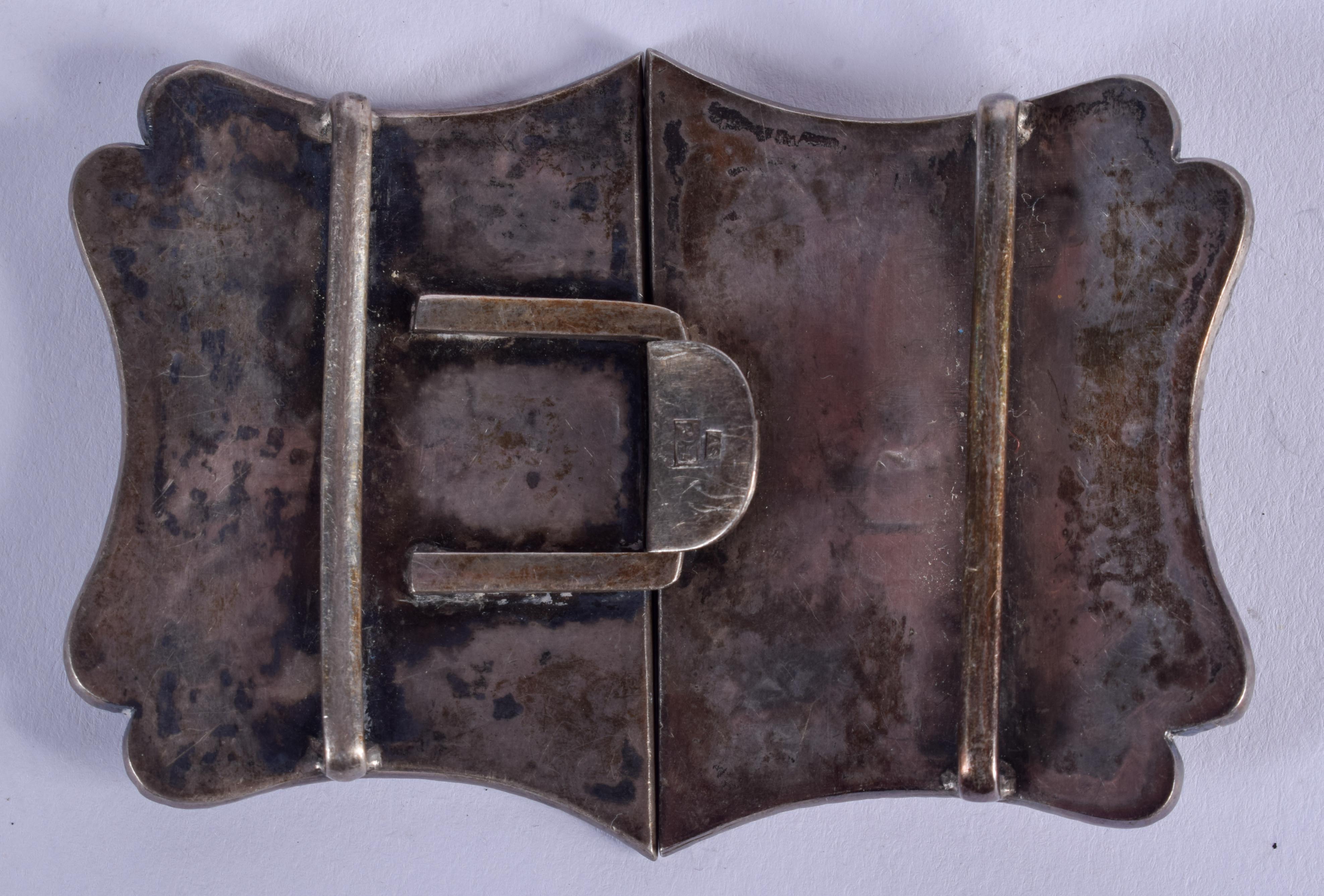 A 19TH CENTURY CHINESE EXPORT SILVER BUCKLE. 39 grams. 10 cm x 6 cm. - Image 2 of 3