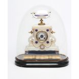 A FRENCH ALABASTER MANTEL CLOCK, late 19th century, the twin barrel movement striking on a bell, 3