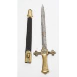 A SCOTS GUARDS BANDSMAN'S SWORD with 13" double edged blade, VR brass hilt of typical form