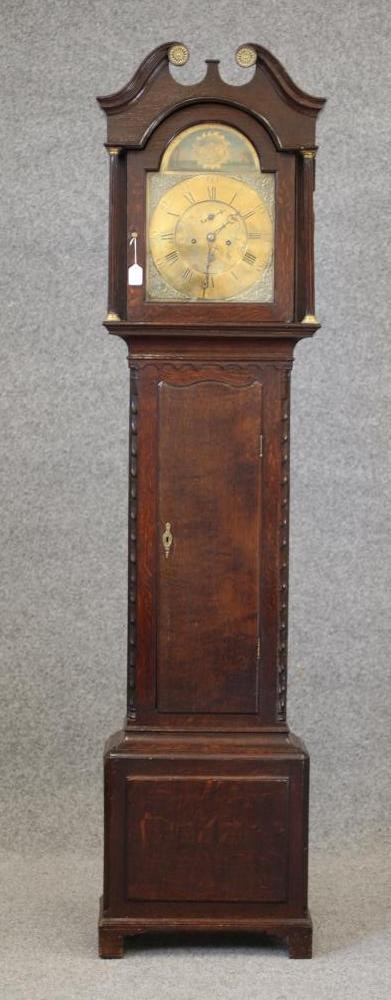 AN OAK LONGCASE CLOCK, signed Joshua Fletcher, Dewsbury, the eight day movement with anchor