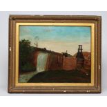 ENGLISH NAIVE SCHOOL (19th Century), Industrial Plant, Clayton Le Moors, Lancashire, oil on board,