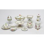 A COLLECTION OF HEREND "BUTTERFLY" PATTERN PORCELAIN, modern, including basket weave moulded sugar