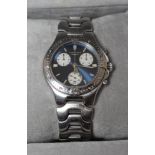 A GENTLEMAN'S LONGINES "CALIBRE 541 CHRONOGRAPH SPORT WING" WRISTWATCH, the blue dial with three