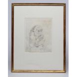 RUSKIN SPEAR (1911-1990), Portrait of Claire's Monkey, pencil drawing, signed, 10" x 8", gilt