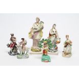SIX VARIOUS ENGLISH EARTHENWARE FIGURES, late 18th century and later, comprising a pearlware