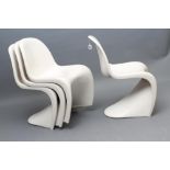 VERNER PANTON FOR HERMAN MILLER, a set of four white S stacking chairs moulded in plastic, c.1972,