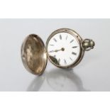 A LATE GEORGE III SILVER POCKET WATCH, the white enamel dial with black Roman numerals, the verge