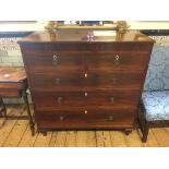 A GEORGIAN MAHOGANY CHEST of two short and three long drawers, early 19th century