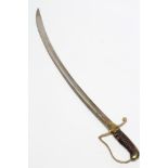 A 1796 PATTERN OFFICER'S SABRE with 24" fullered blade, brass stirrup hilt and ribbed wood and