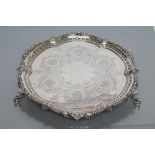 A LATE VICTORIAN SILVER SALVER, maker Charles Boyton, London 1897, of lobed circular form, the