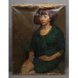 RUSKIN SPEAR (1911-1990), Portrait of Claire seated and wearing a green Dress, oil on canvas,
