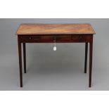 A REGENCY MAHOGANY SIDE TABLE, early 19th century, the oblong top with moulded edge, three frieze