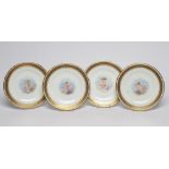 A SET OF FOUR VICTORIAN SCRIVENER & CO. CHINA DESSERT PLATES of slightly lobed circular form,
