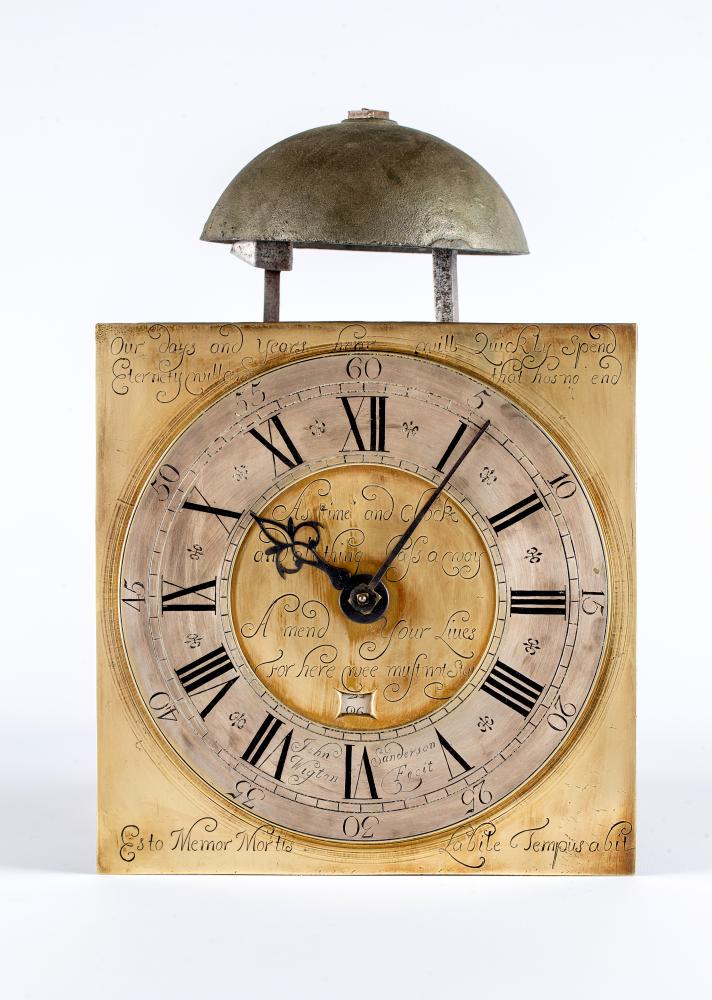 A WALL CLOCK by John Sanderson, Wigton, early 18th century, the lantern style four posted thirty