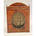 A GEORGIAN MAHOGANY WALL HANGING CUPBOARD, early 19th century, with ebony stringing and rosewood and