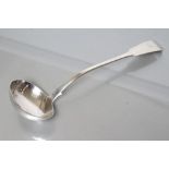 AN EARLY VICTORIAN SCOTTISH SILVER FIDDLE PATTERN LADLE, maker Andrew Wilkie, Edinburgh 1839 (