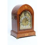 AN EDWARDIAN ROSEWOOD MANTEL CLOCK by Winterhalder & Hofmeier, the twin barrel movement quarter