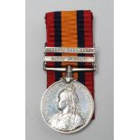 A QUEEN'S SOUTH AFRICA MEDAL awarded to 5471 PTE. J. Hoolahan. Manchester Regiment, with two bars