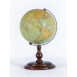 A W. & A.K. JOHNSTONS "UNRIVALLED FIVE SHILLING GLOBE" raised on stained wood baluster turned stem