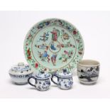 A COLLECTION OF CHINESE PORCELAIN comprising a pair of blue and white custard cups and covers,