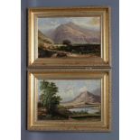 ENGLISH SCHOOL (19th Century), Mountainous Landscape, a pair, oil on canvas, unsigned, 11 1/2" x