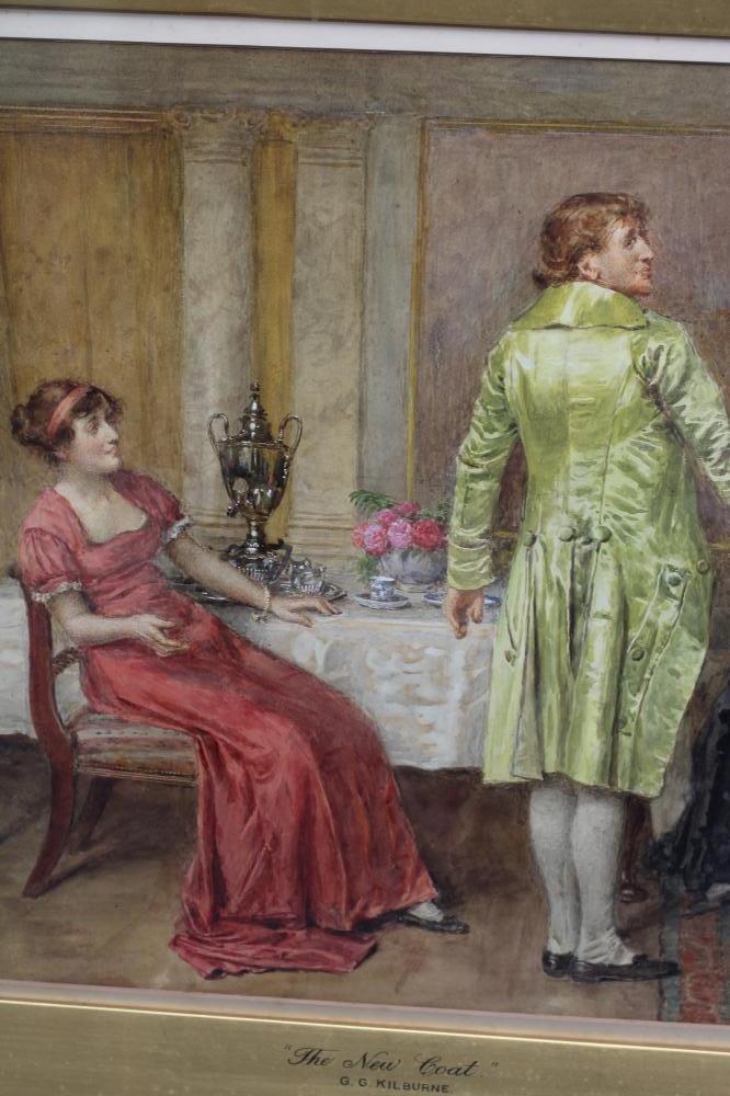 GEORGE GOODWIN KILBURNE R.I. (1839-1924), "The New Coat", watercolour, signed, 14" x 21 1/2", gilt - Image 3 of 4