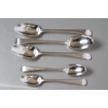 A PAIR OF GEORGE III SILVER TABLESPOONS AND A MATCHING PAIR OF DESSERT SPOONS, maker probably