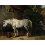 ARTHUR JAMES STARK (1831-1902), Grey Work Horse in a Stable, oil on canvas, signed and dated 1858,