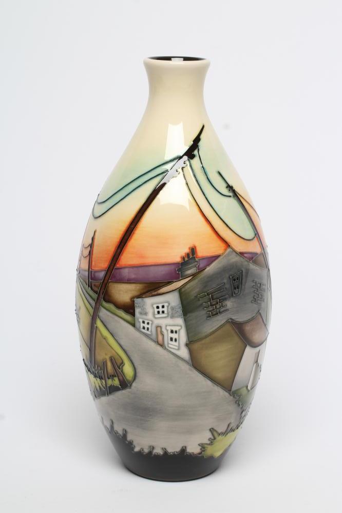 A MOORCROFT POTTERY ROAD ACROSS THE MOORS PATTERN VASE, 2012, of ovoid form, tubelined by Julie-