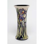 A MOORCROFT POTTERY IRIS SHADOWS PATTERN VASE, 2011, of flared cylindrical form, tubelined and