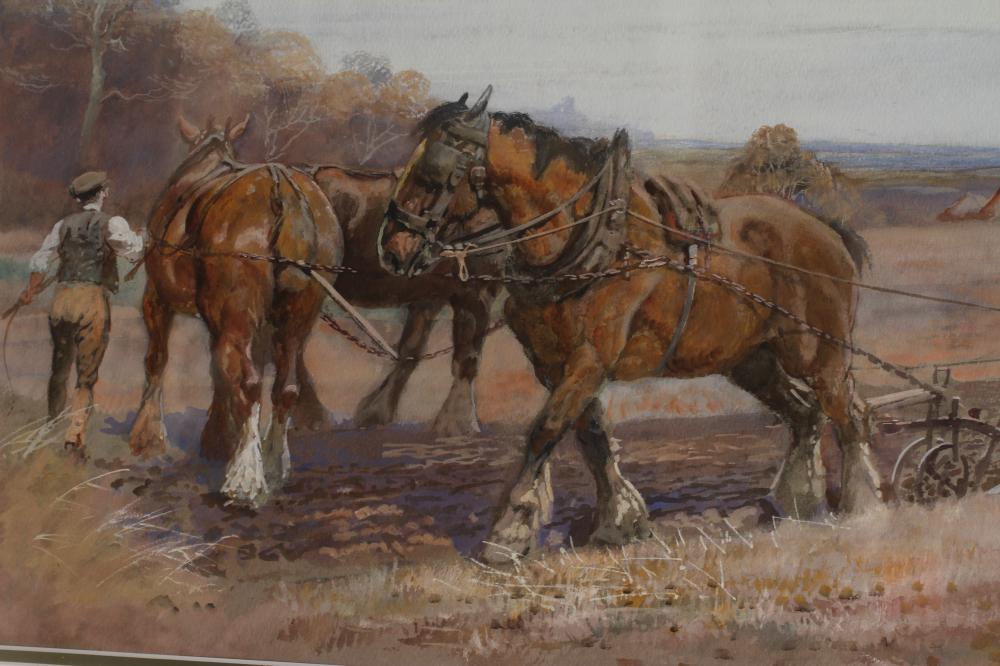 THOMAS IVESTER LLOYD (1873-1942), Ploughing Scenes, a pair, watercolour heightened with white, - Image 3 of 6