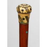A GENTLEMAN'S MALACCA "VINAIGRETTE" CANE, mid 18th century, the screw-off ivory "pepper-pot"