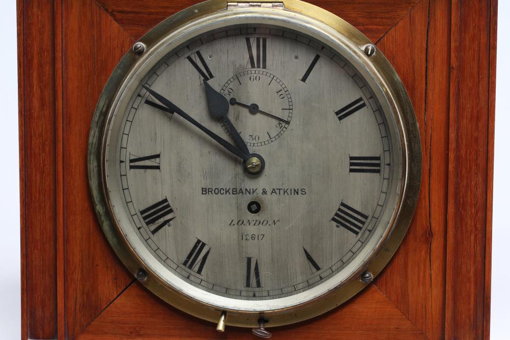 A MAHOGANY BRACKET CLOCK by Brockbank and Atkins, London, No.12617, with key wind spring driven - Image 2 of 4