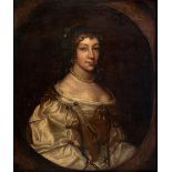 CIRCLE OF SIR PETER LELY (1618-1680), Portrait of a Lady in white Silk Dress and Pearls, half