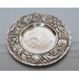 A LATE VICTORIAN ARTS AND CRAFTS SILVER PLATE, maker William G. Connell, London 1897, of circular