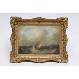 DUTCH SCHOOL (?) (19th Century), Outer Harbour with Fishing Boats in a Swell, oil on canvas,