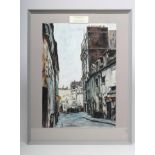 STUART WALTON (b.1933), "Montmartre", mixed media, signed and dated 19(64), 25" x 17 1/2", framed (