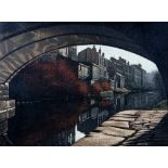 STUART WALTON (b.1933), Autumnal Canal Scene, Leeds(?), oil on board, signed and dated (19)84, 24" x