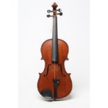 A VIOLIN, probably German, late 19th century, the two piece back with double purfling, notched sound