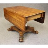 A MAHOGANY BREAKFAST TABLE, early Victorian, of rounded oblong drop leaf form with two separate