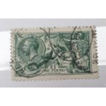 1913 GEORGE V 1 GREEN SEAHORSE, fine used registered cancels (Est. plus 21% premium inc. VAT) (