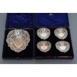 A SET OF FOUR LATE VICTORIAN BONBON DISHES, maker Mappin Bros., Birmingham 1894, of tear form,