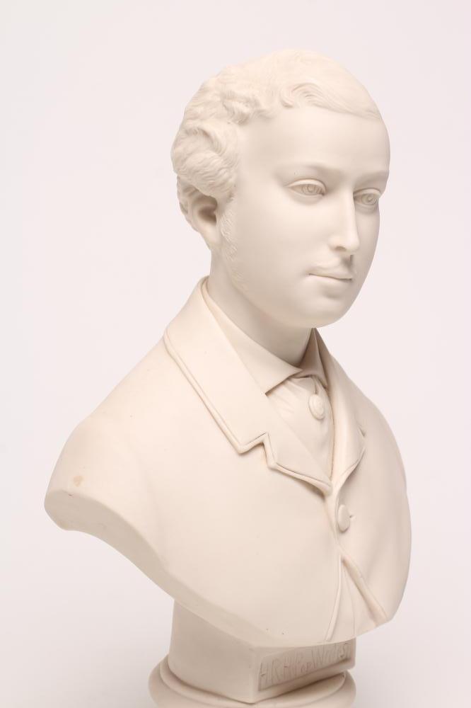 "EDWARD, PRINCE OF WALES" - a John Rose Coalport parian bust, c.1863, incised marks, 13 1/2" high ( - Image 2 of 3